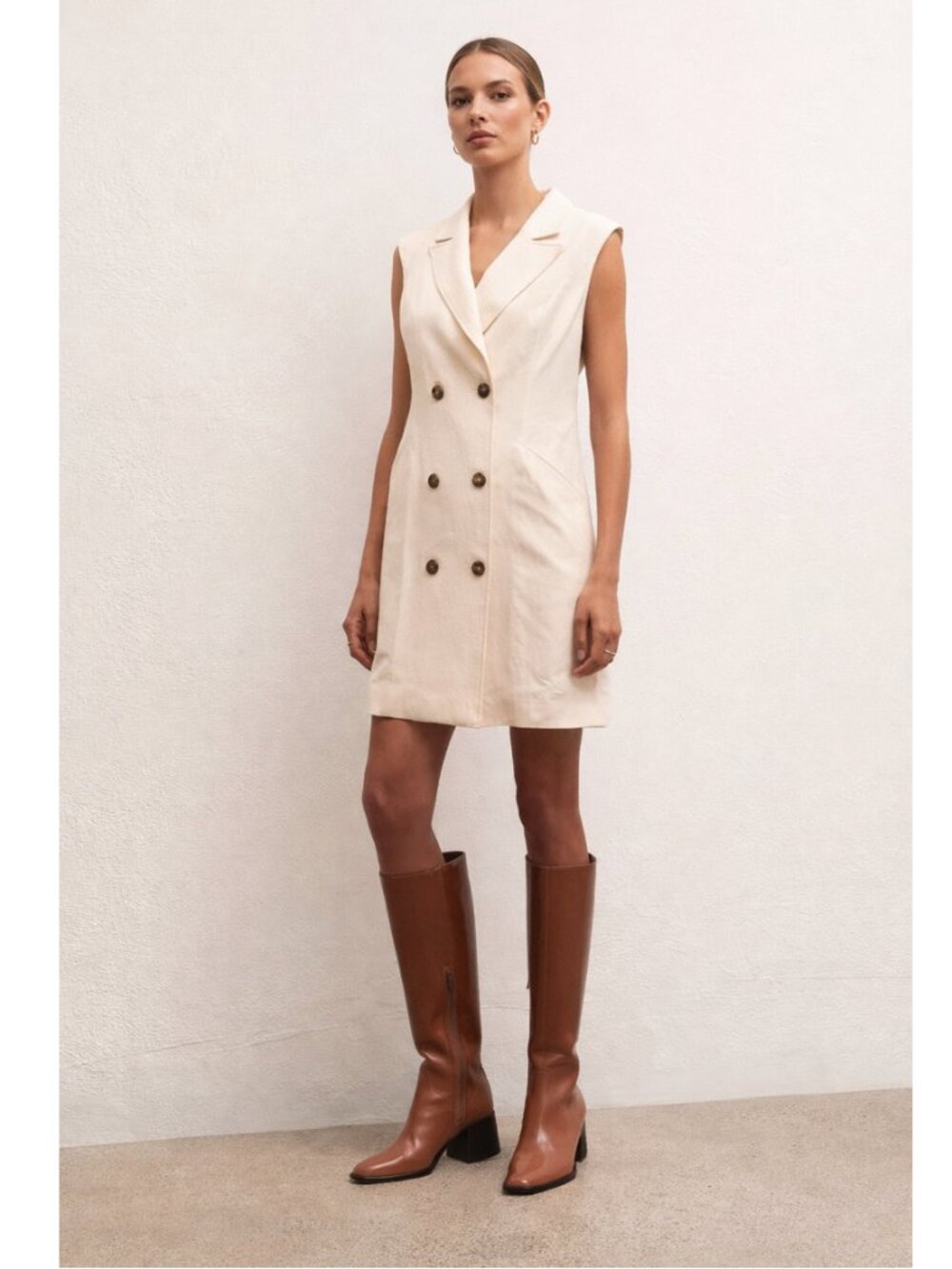 Z Supply Mini Blazer Dress Double Breasted Cream White Modern Classic Small